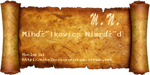 Mihálkovics Nimród névjegykártya